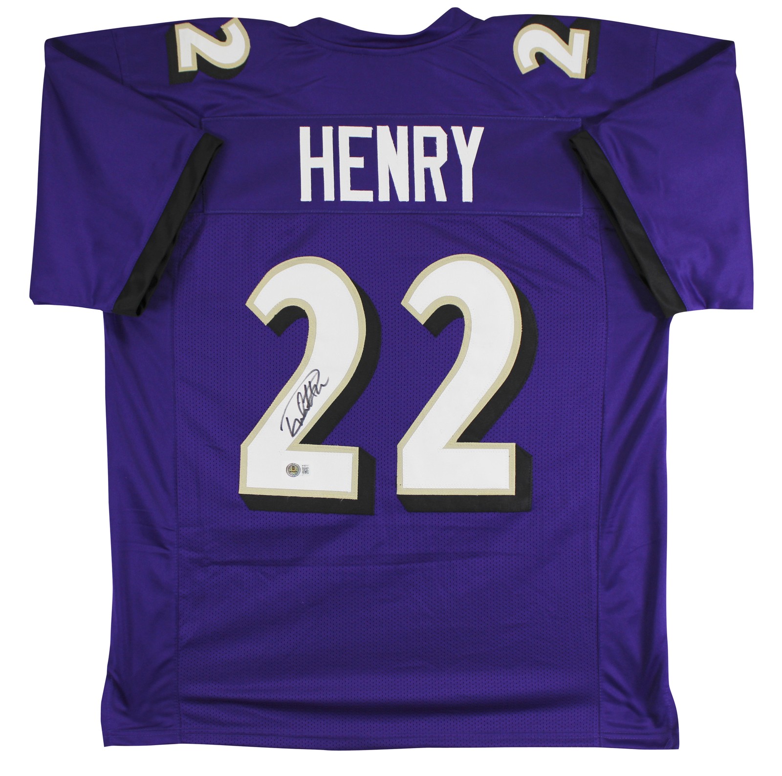 Derrick Henry Autographed Signed Baltimore Ravens Authentic Purple Pro Style Jersey BAS 