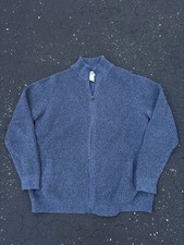 LL Bean Full Zip Knit Cardigan Sweater Blue 100 Cotton Mens XL Tall