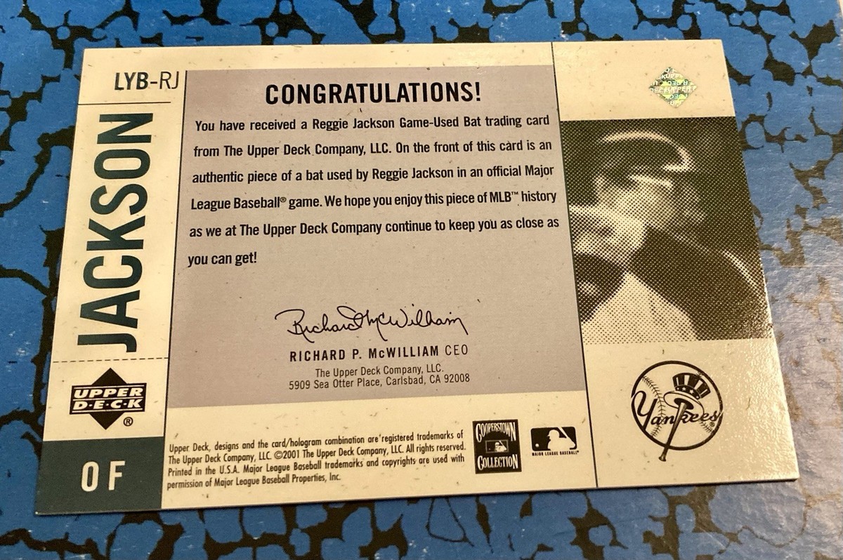 2001 Legends Of New York Game Bat Reggie Jackson LYB-RJ; Near Mint