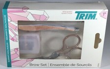 Trim Brow Set Rose Quartz Tweezers Scissors Sharpeners Shape Brows New