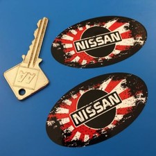 NISSAN 'Fade to Black' oval Japanese Hinomaru car stickers 3inch 75mm pair