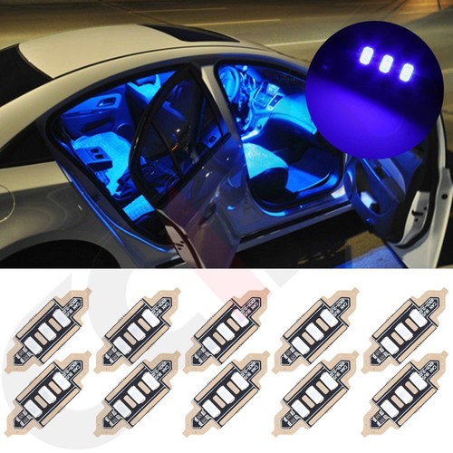 10pcs Car Interior Lamp 5730-3-SMD LED Bulb 36mm Festoon Blue for Replacement