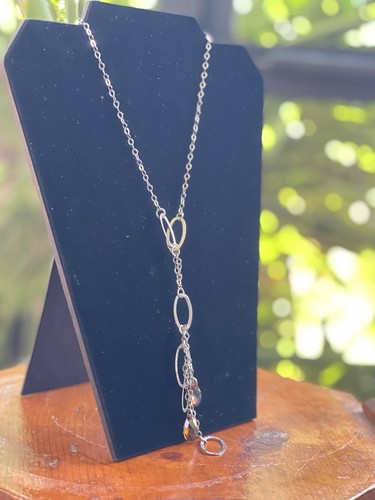 Austrian Crystal Amber & Sterling Lariet style necklace - Picture 3 of 3