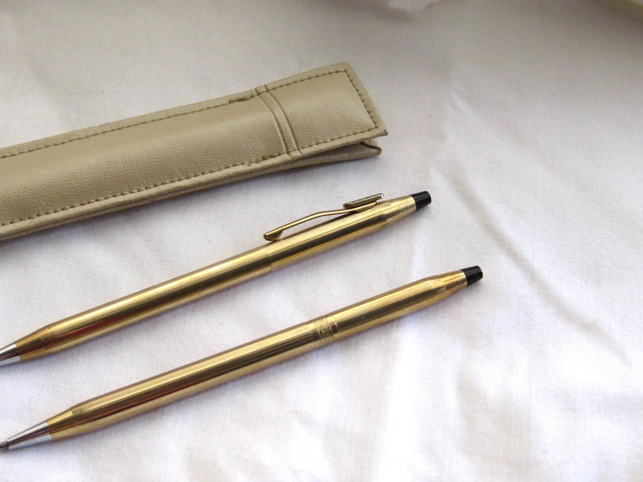 2 Vintage CROSS Ballpoint Pen & Mechanical Pencil w/ Case
