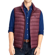 *NWT - POLO RALPH LAUREN Mens Down Full Zip Packable Puffer Vest - WINE RED