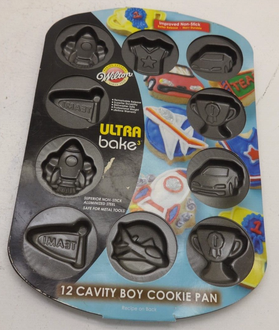 NEW Wilton Ultra Bake 12 Cavity Boy Cookie Pan #2105-0821D