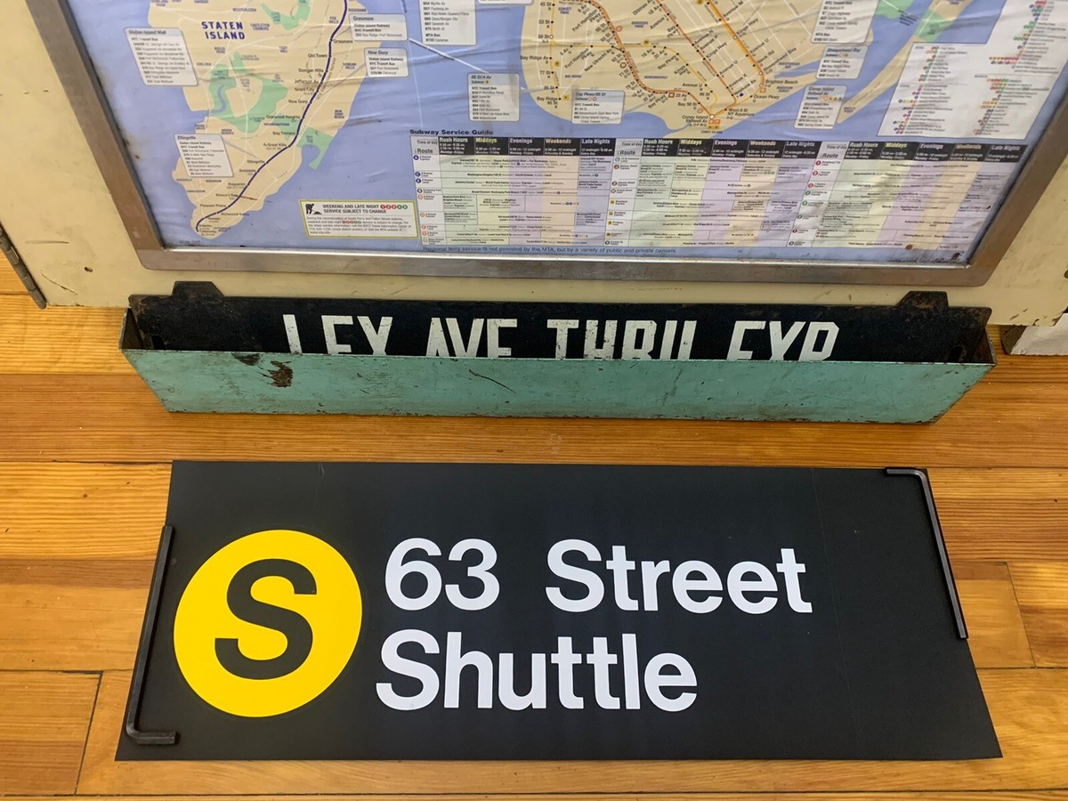 NY NYC SUBWAY ROLL SIGN 63rd STREET SHUTTLE WASHINGTON SQUARE
