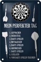 Blechschild Spruch 12X18 Cm Mein Perfekter Tag Darts Spiele Deko Schild Tin Sign