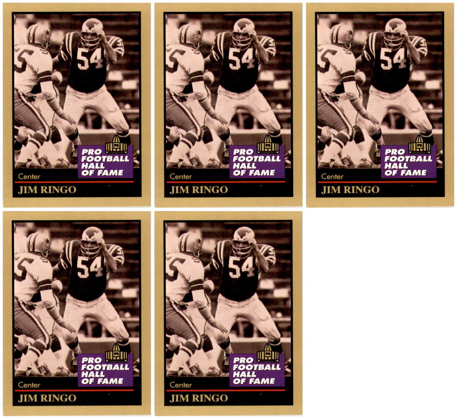 (5) 1991 ENOR Pro Football HOF #120 Jim Ringo Philadelphia Eagles Card Lot