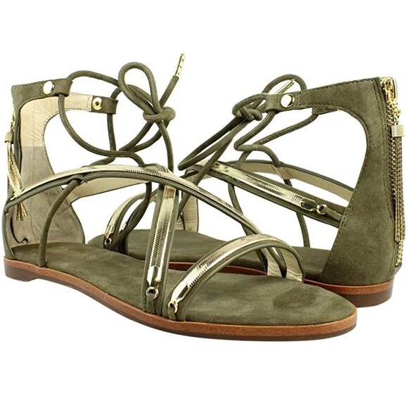 Gold lace up flats top