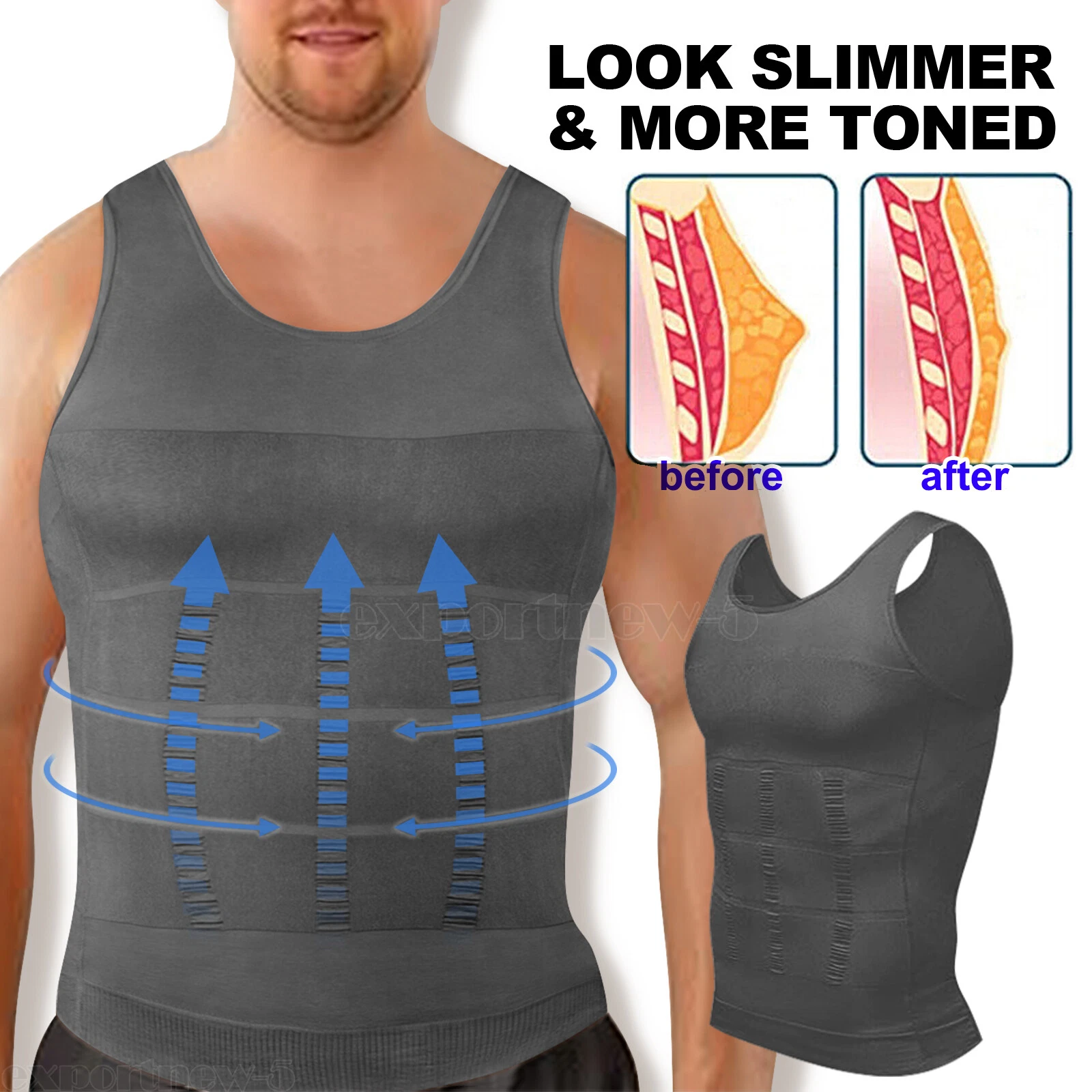 Men's Slimming Body Shaper Belly Chest Gynecomastia Compression Tank Top Shirt