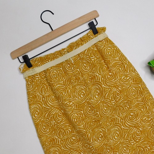 Anthropologie ELEVENSES Gold Painted Morning Skirt Belted Swirly Print Size 0 - Picture 6 of 8