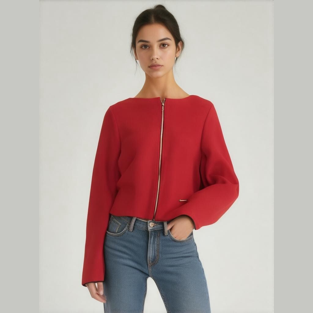 Charter Club Women's Sweater Jacket  XXL 100% Wool Full Zip ,Red, Long Sleeve