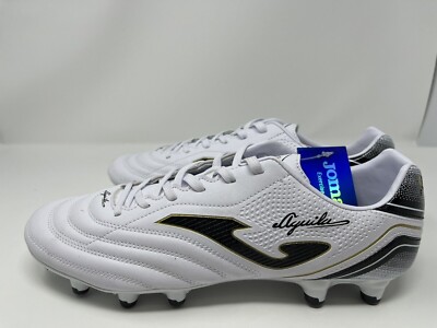 JOMA Men's Aguila 2202 White Firm Ground Soccer Cleat - White Black US Size 9