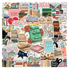 50 Cute Reading Book Stickers for Laptop/Water Bottle/Phone Case