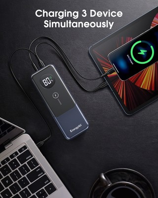 EnergyQC 120W 27000mAh Power Bank for MacBook iPad, iPhone 15 Pro Galaxy