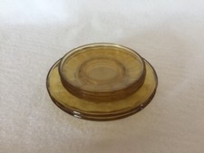 Akro Agate Children's Tea Set Large Interior Panel Amber Topaz 5 Pieces