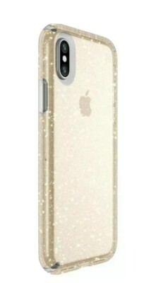 Speck Presidio Klar + Gold Glitzer Hülle Cover für iPhone XR 3m Fallschutz