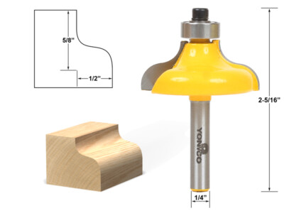 1/2'' Traditional Ogee Edge Forming Router Bit - 1/4'' Shank - Yonico 13148q