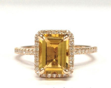 Natural Yellow Citrine Octagon Ring Gemstone Wedding Ring 925 Sterling Silver