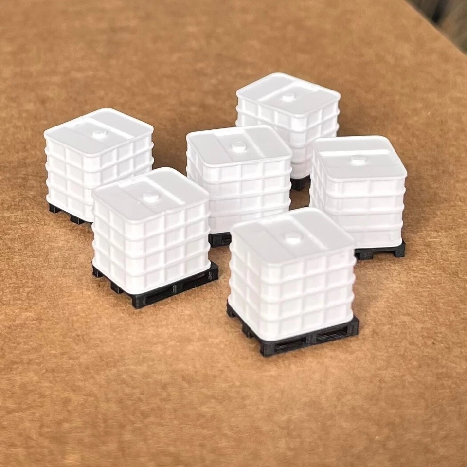 H0 IBC Container 6teilig, Modelleisenbahn Wassertank 1:87 Ladegut Baustelle - Bild 2 von 4