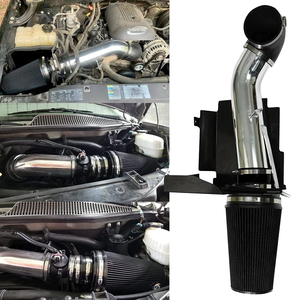 Система впуска холодного воздуха + теплозащитный экран для 99-06 GMC/Chevy V8 4,8 л/5,3 л/6,0 л черный - Изображение 4 из 4