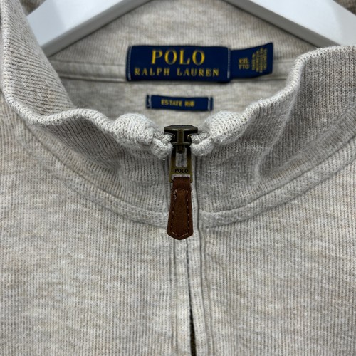 Maglione Ralph Lauren uomo XXL beige 1/4 zip estate pullover a costine felpa grande - Foto 3 di 9