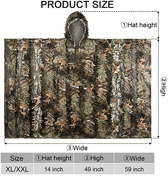 3D Leaves Camouflage Ghillie Poncho Camo Cape Cloak Stealth Ghillie Suit - Image 2 of 4