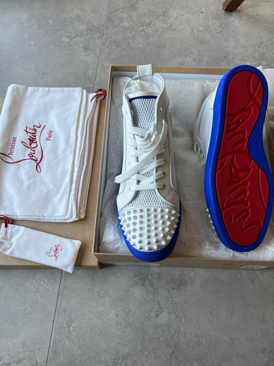 希少【CHRISTIAN LOUBOUTIN】ハイトップ スパイク装飾スニーカー CHRISTIAN LOUBOUTIN Multicolor Woven Leather Spiked Cap Toe