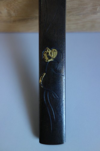 Kozuka Tekkai hermit Tamesada name sign sword fitting Japan samurai Edo tsuba - Picture 2 of 8