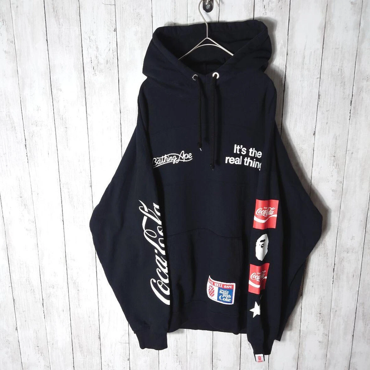 A BATHING APE (BAPE) Felpa con cappuccio pullover A Bathing Ape Coca Cola nera taglia S
