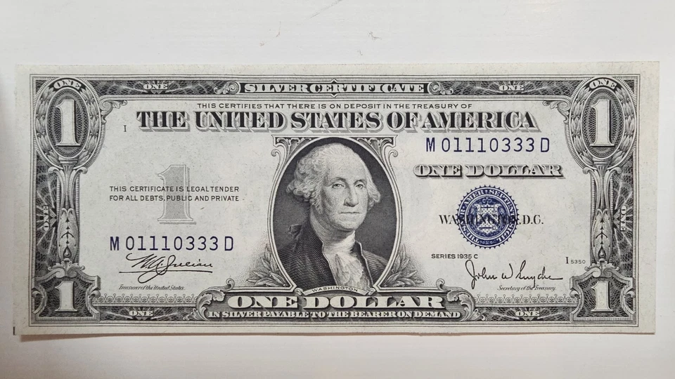 Fr. 1931 L $1 1935 Federal Reserves Note, AU, RARE ,01110222-01110999 - Image 3 of 4