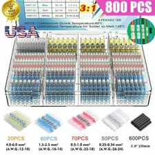 800PCS Solder Seal Sleeve Heat Shrink Butt Wire Connectors Terminals Waterproof