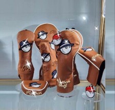 Brown Green 3D Embroidered Golf Club Cover Driver Wood Hybrid Putter Cover 135UT