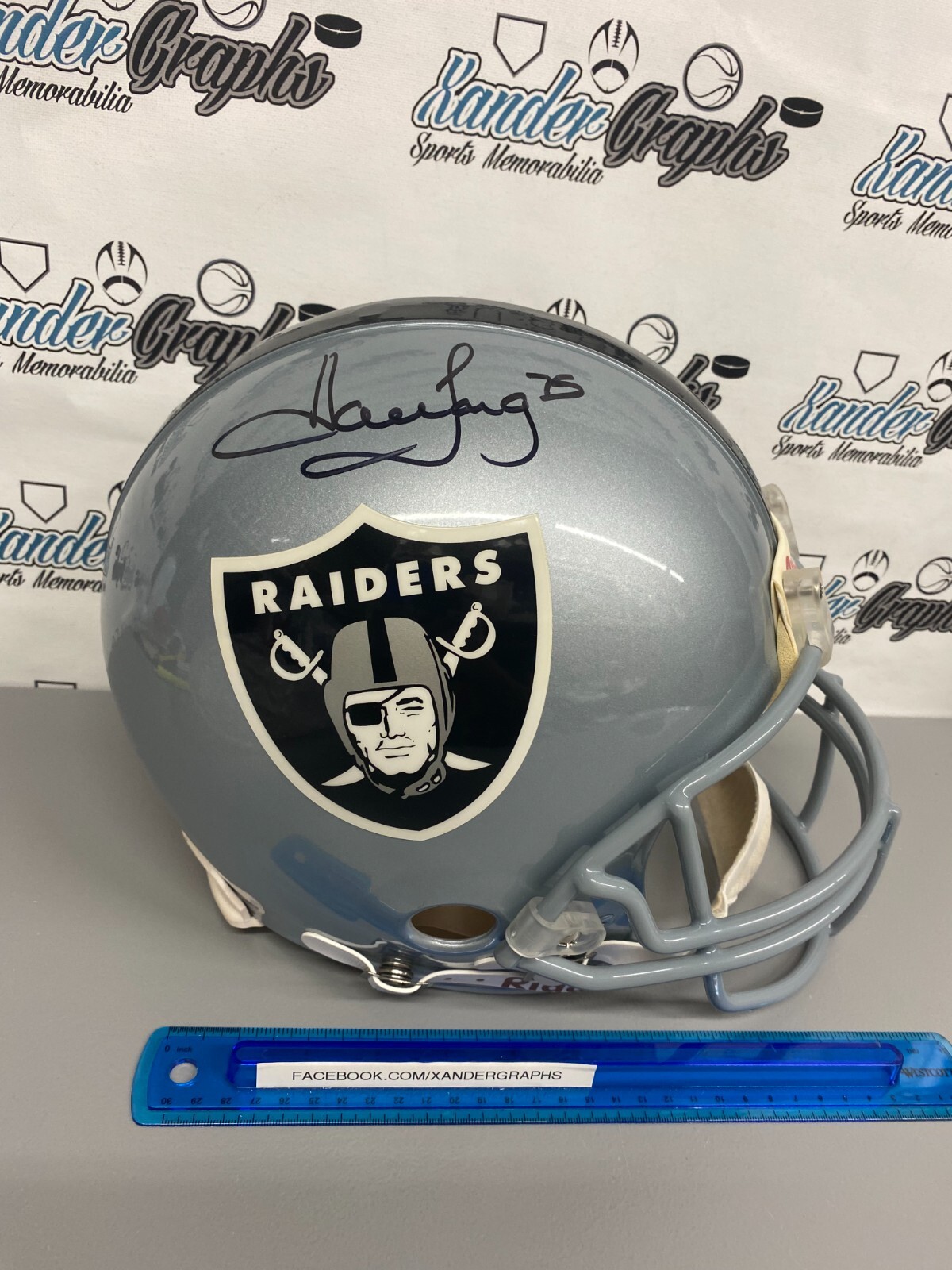 OAKLAND LOS ANGELES RAIDERS PRO BOWL HOF HALL OF FAME Autographed Signed HOLLYWOOD ACTOR FACE-OFF HOWIE LONG 75 F/S AUTHENTIC PROLINE HELMET BECKETT BAS COA 