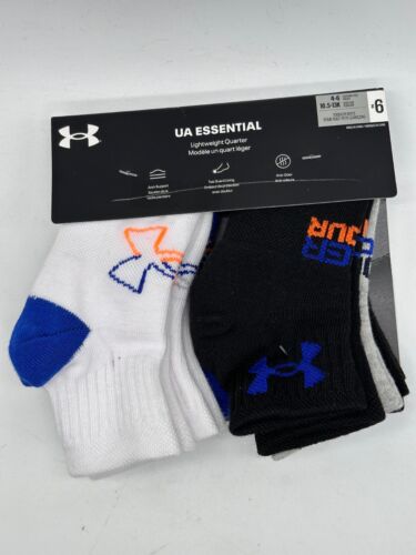 NEW 6 PAIR PACK UNDER ARMOUR YOUTH UA ESSENTIAL LIGHTWEIGHT ANKLE CUT SOCKS - Picture 2 of 17