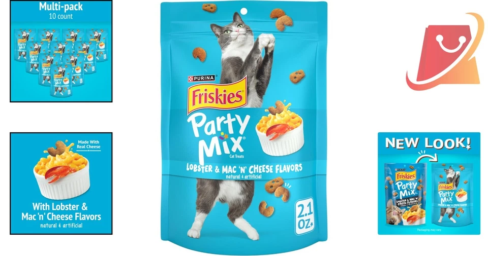 Cat Treats Crujiente 2.1 OZ Paquete de 10 Queso Mac N Langosta Perfecto para Entrenamiento Foto 2 de 4