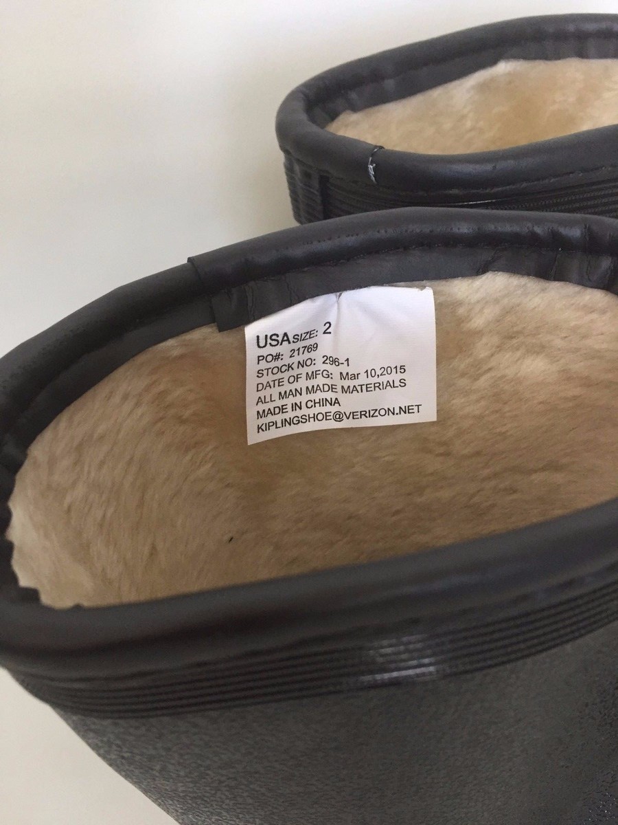 NEW Kipling Rubber Boots With Faux Fur Lining Youth Junior Kids