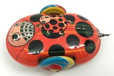 Vintage Wind Up Tin Toy Ladybug Turns sideways and Flips - T.P.S. Made in Japan