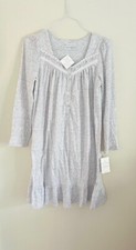 eileen West long sleeve short gray ditsy gown NWT SMALL