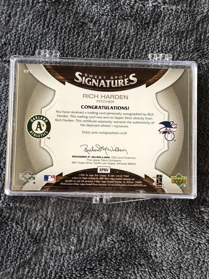 2006 Upper Deck Sweet Spot Red & Blue Stitch /99 Rich Harden #171 Auto - Image 2 of 3