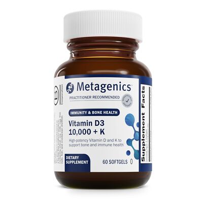 Metagenics D3 10000 K Vitamin D3 K2 Supplement 60 Softgels Immune Support
