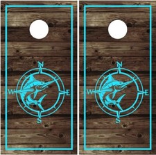 Swordfish Wood Compass Cornhole Wrap Bag Toss Skin Decal Sticker