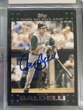 Lot of 7 Rocco Baldelli baseball cards.  1 card signed.  Rookie card included.