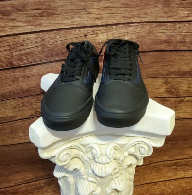 Vans Leather Pop Old Skool Shoes Sz Men (Black/Blue)