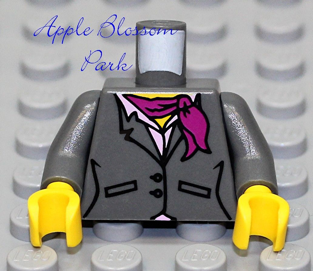 NEW Lego Female Minifig GRAY BUSINESS SUIT TORSO - Girl w/Pink
