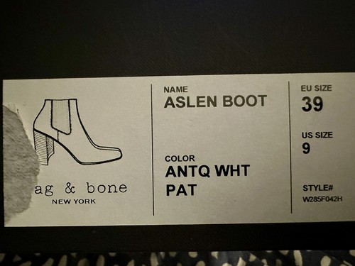 NIB Rag & Bone Aslen Crinkle Boot In Antique White Patent Size 9/39 MSRP $525 - Picture 8 of 9