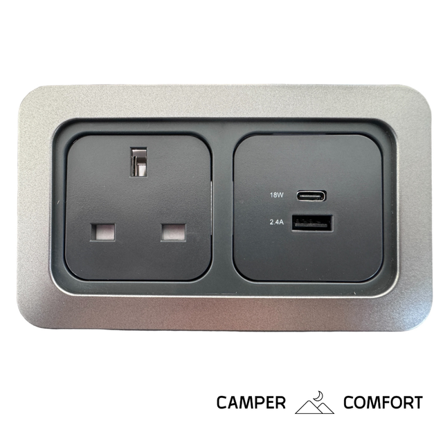 CBE C-Line Campervan 240v + 12v USB-A/USB-C Socket, Twin Caravan/Motorhome T5/T6