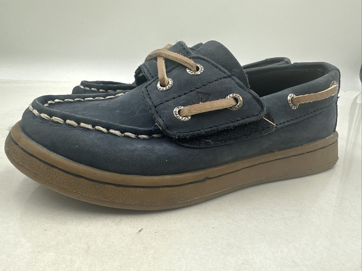 Sperry Shoes Boys Sz 10 M Top-Sider Gold Cup A/O 2-Eye Boat Navy