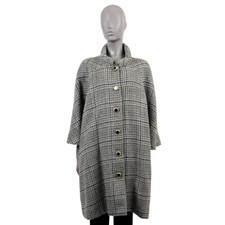 69202 auth BALENCIAGA grey wool moahir 2017 OVERSIZED PLAID Coat Jacket 38